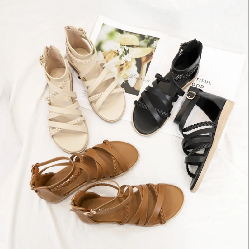 

2021 Summer New Style Casual Fashion Lightweight Simple Ladies Elegant Woven Roman Bohemian Sandals Zapatos Para Mujer ZZ067