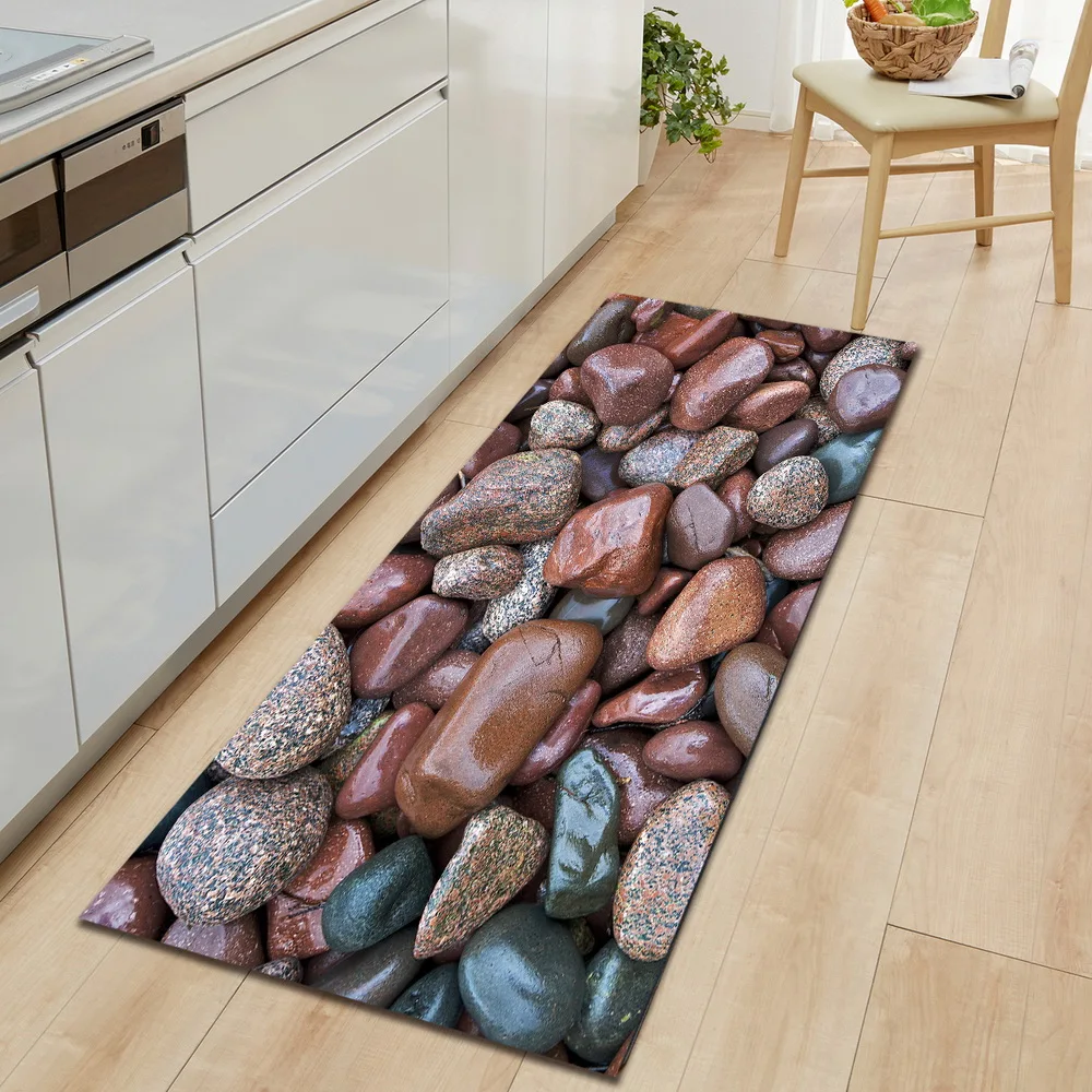 Simulated Pebble Kitchen Mat Anti-slip Modern Area Rugs Living Room Balcony Bathroom Printed Carpet Doormat Hallway Bath | Дом и сад - Фото №1