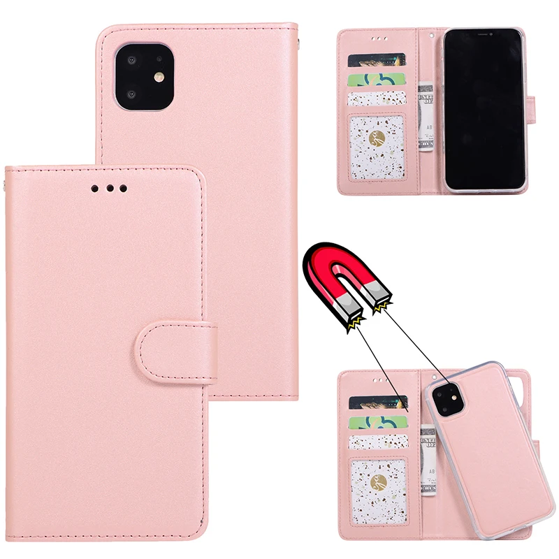 Съемный магнитный кожаный чехол-кошелек 2 в 1 для iPhone 12 Mini 11 Pro Max XS XR X 8 7 6 6S Plus SE