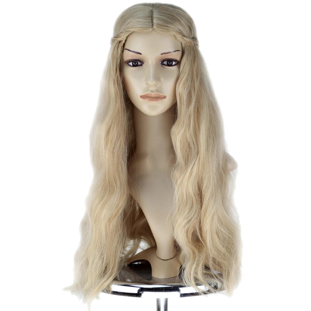 Daenerys-peluca rubia Targaryen para mujer, pelo sintético trenzado largo para Cosplay, disfraz para Halloween