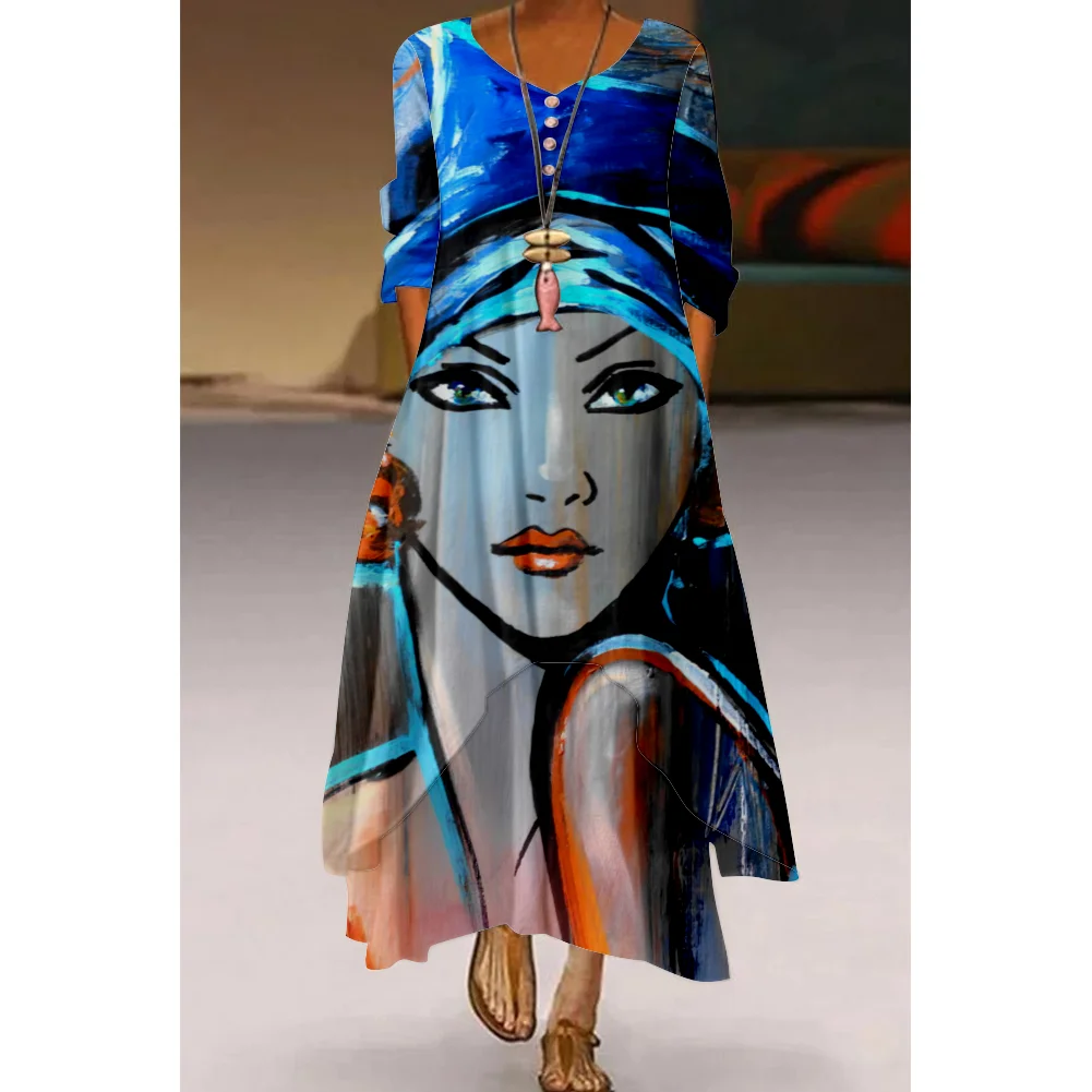 

Платье женское длинное вечернее с 3D принтом