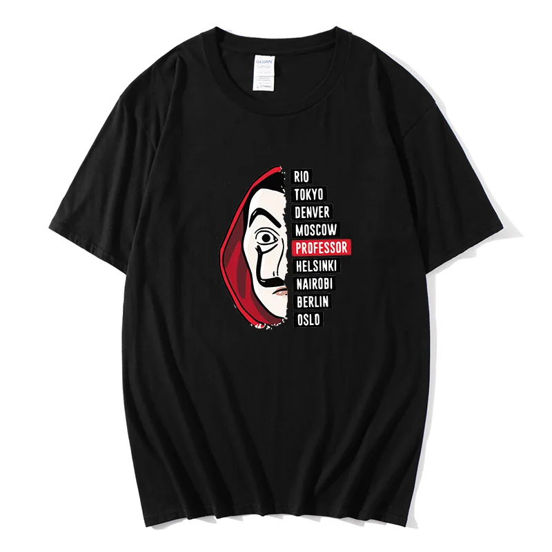 

Футболка мужская хлопковая с коротким рукавом, забавная, с принтом в стиле ТВ-драмы, бумажного дома, Харадзюку, модная одежда в стиле хип-хоп,...