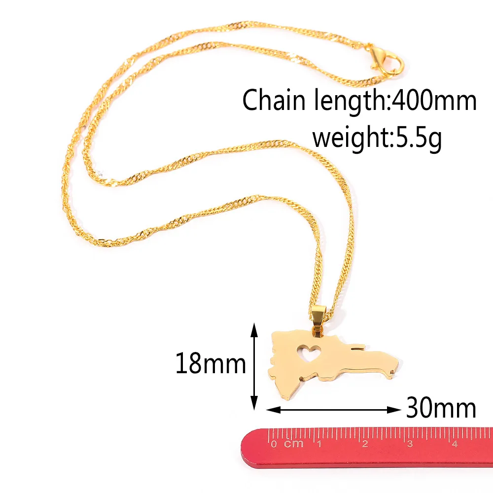 Ожерелье женское из нержавеющей стали с подвеской в виде карты Доминиканской
