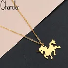 Ожерелье Chandler со стальным единорогом, модные аксессуары с мультяшной лошадью для девочек, детей, женщин, животных, для вечевечерние