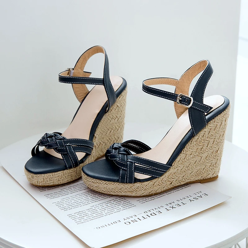 

Lasyarrow Summer Wedges Women Shoes Thick High Heels Sandals Platform Female Shoes Knot Buckle Casual Lady Footwear Size 34-46