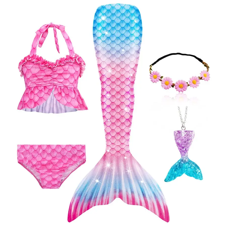 Girls Kids Bikini Mermaid Tail with Finned for Swimming Child's Split Swimsuit Clothing Swimwear Cosplay Costume | Тематическая