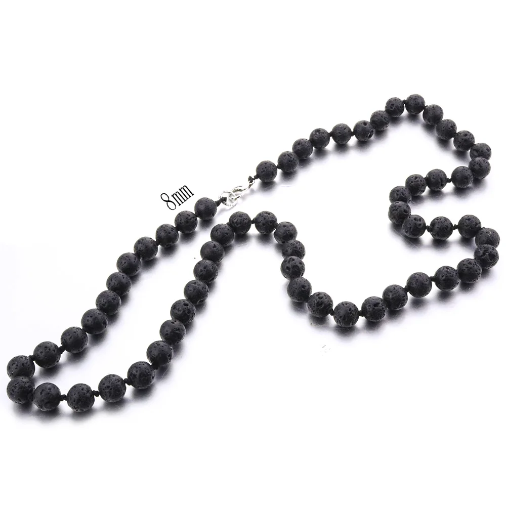 8mm WIW 8/10 мм черный камень из вулканической лавы Цепочки и ожерелья/BraceletChoker рок бусины цепи Цепочки и ожерелья Для мужчин/женские ювелирные изделия ручной работы; Прямая поставка - Окраска металла: 8mm