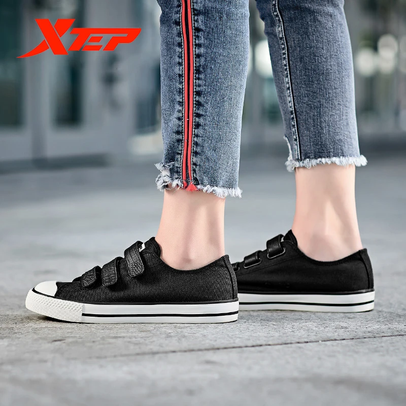 XTEP/Женская парусиновая обувь женская черная для скейтбординга прогулочная
