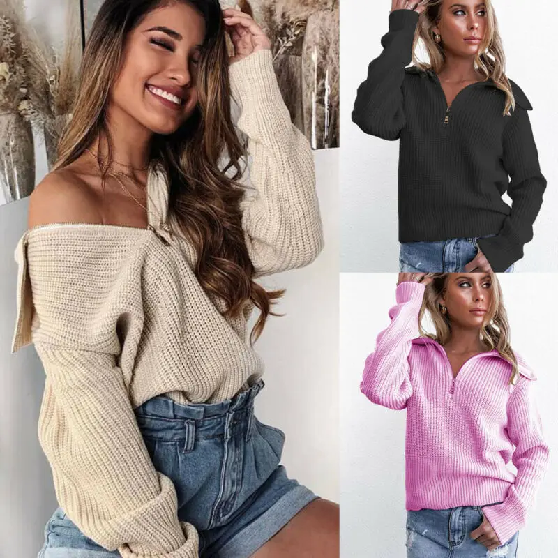 Женский Повседневный пушистый флисовый свитер на одно плечо простой теплый