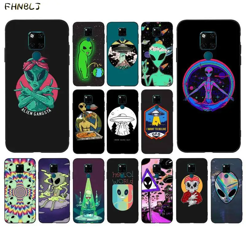 FHNBLJ Забавный милый чехол с инопланетянином НЛО черный мягкий для телефона huawei mate