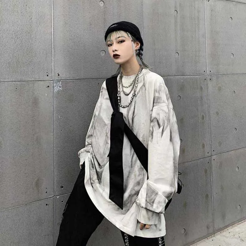 

Dye Graffiti Print tshirt 2020 Casual Women's Hoodie Pullover Harajuku Streetwear Hoodie Hip Hop Sweatshirt For Women
