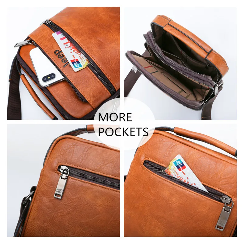 Мужская сумка из спилка jeep buluo оранжевая однолямочная кожи деловая для