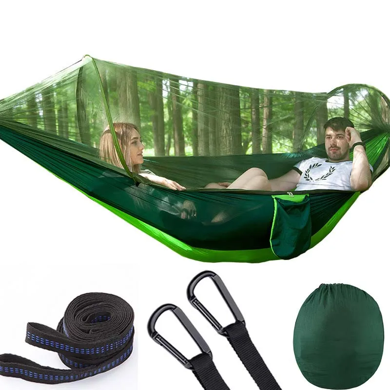 

Mosquito Net Hammock for Outdoor Camping Storage Breathable High Load-bearing Parachute Cloth Automatic Quick Opening Tent