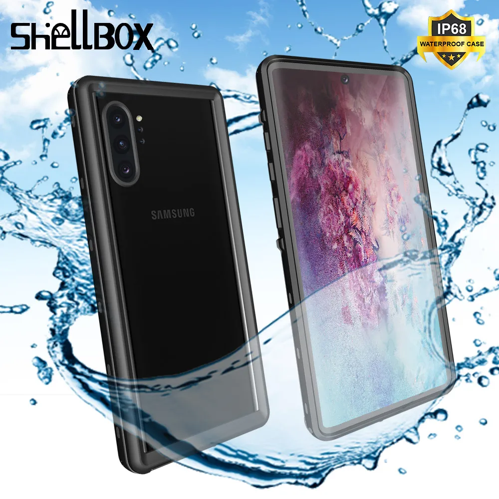 Чехол SHELLBOX водонепроницаемый для Samsung Galaxy Note10 Plus S10 противоударный Прозрачный