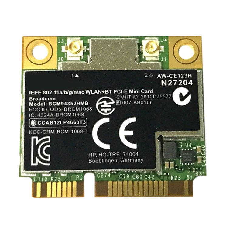 BCM4352 BCM94352HMB Половина мини PCIe PCI Express беспроводной WiFi WLAN BT Bluetooth карта 802.11AC 867 МГц для