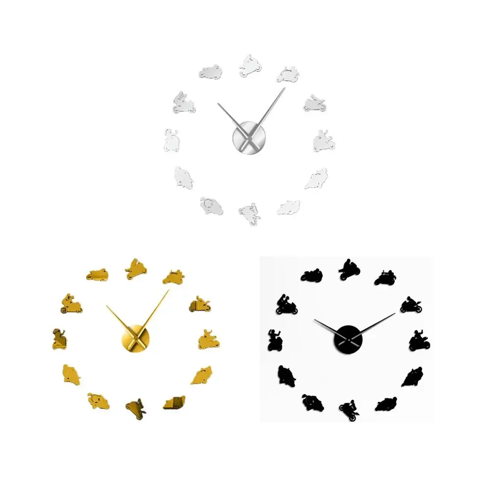 Креативные 3D спортивные настенные часы для мотокросса наклейки акриловые