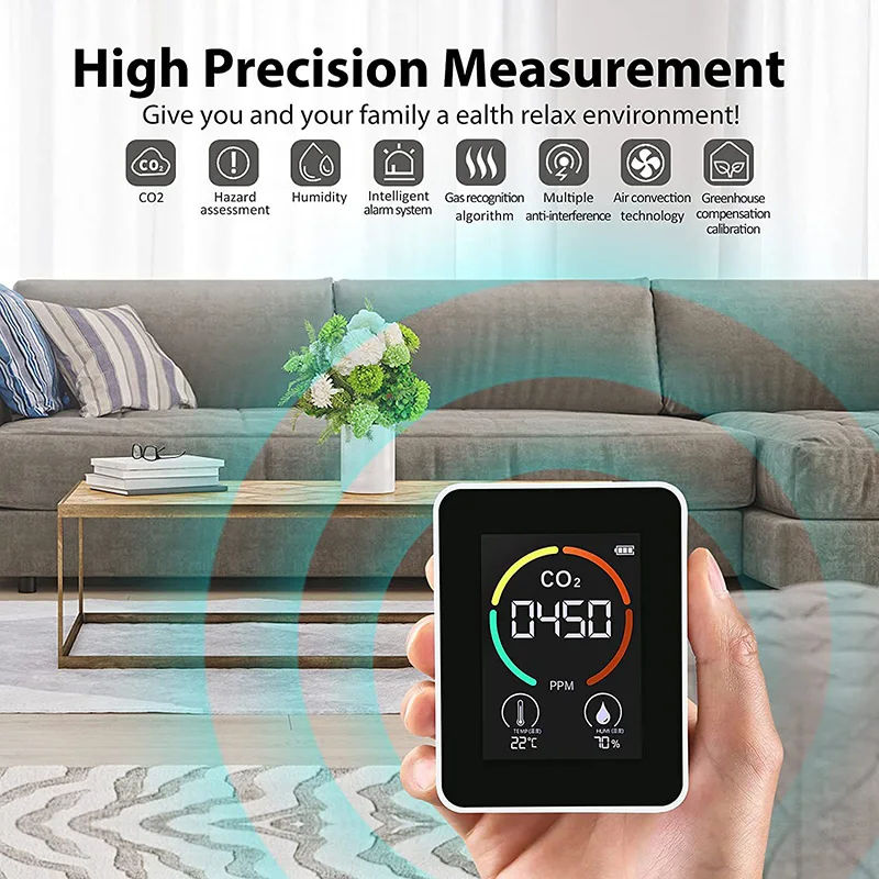 

Portable Air Quality Detector Multifunctional Digital Carbon Dioxide Monitor for Home Bedroom Office TN88