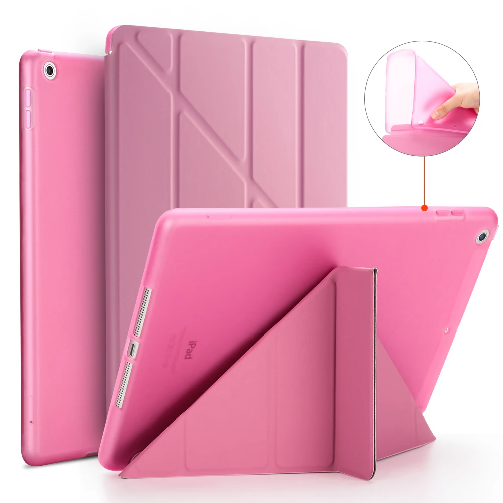 Для for ipad Air Case, GOLP PC флип чехол для for ipad 5+ ТПУ задняя крышка для for ipad Air 1 Tablet case, обложка Smart cover и подставка держатель - Цвет: Pink
