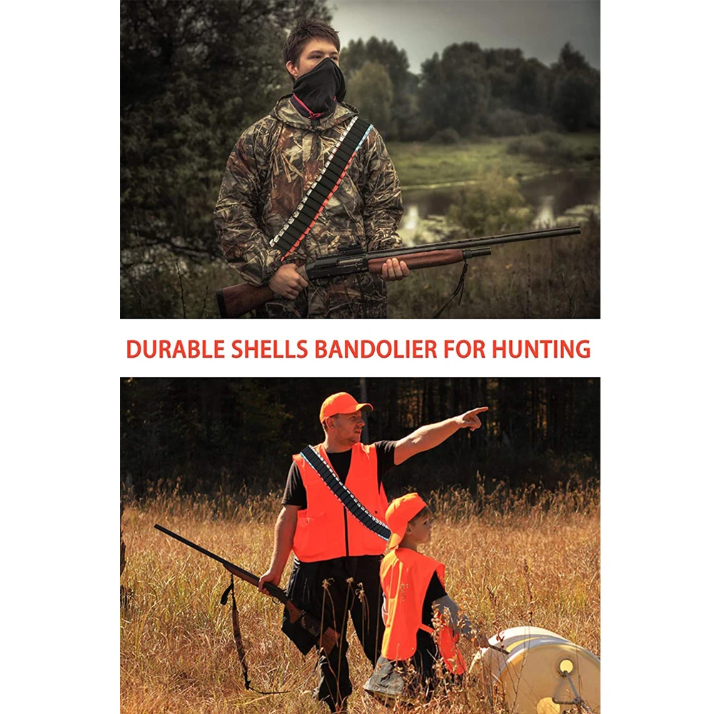 50 Rounds Shotgun Shell Holder Bandolier Belt 12/20GA Tactical Hunting Ammo Carrier Adjustable Rifle Gun Cartridge |