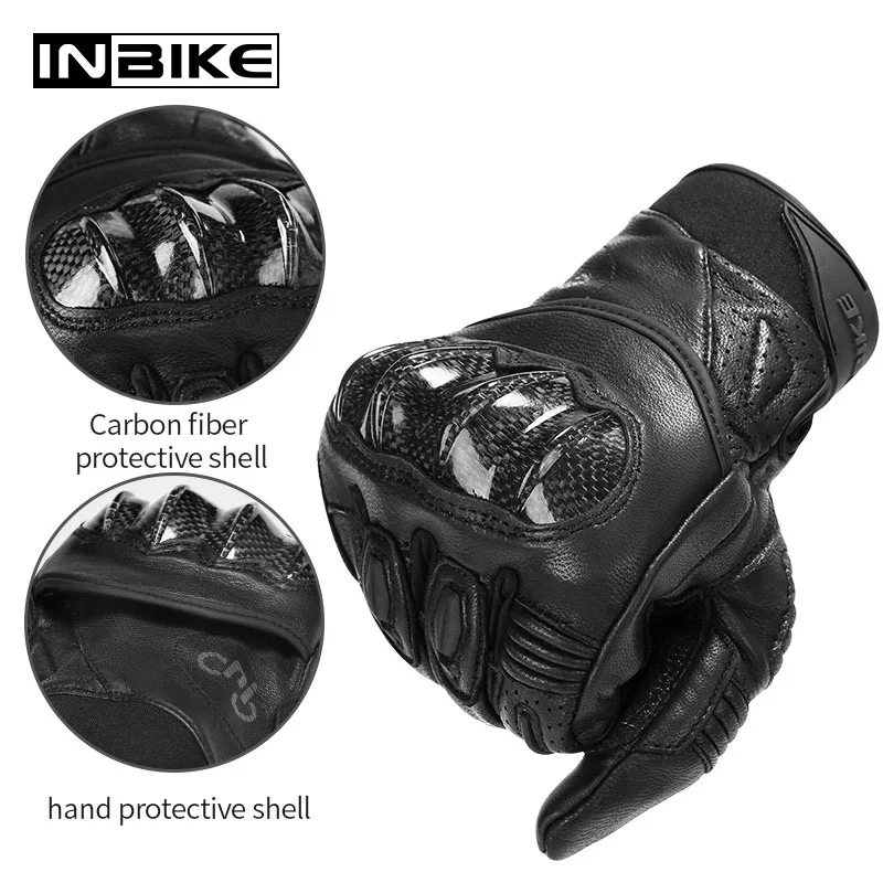 INBIKE перчатки из козьей кожи, мотоциклетные мужские перчатки для мотоцикла, амортизирующие накладки, защитное снаряжение, мотоциклетные перчатки из углеродного волокна