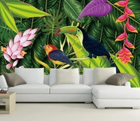 custom wallpaper green plants flowers and birds background wall bedroom decoration wallpaper wallpaper 3d wallpaper wall for