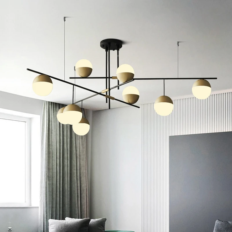 Постмодерн роскошная гостиная кухня подвесной светильник дизайнерский орех