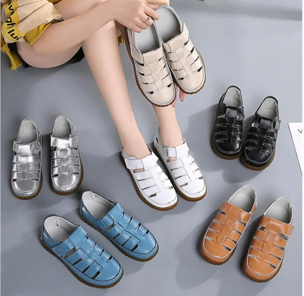 Сандалии оксфорды женские из натуральной кожи мягкие босоножки на плоской