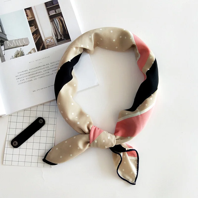 Шелковый платок искусственного шелка Hot Sale 70*70 см, маленький квадрат, элегантный женский фуляр, оберточная платочка, бандана FJ036