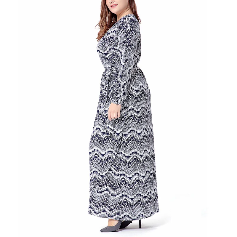 Женское платье с V-образным вырезом длинным рукавом и поясом | Женская одежда