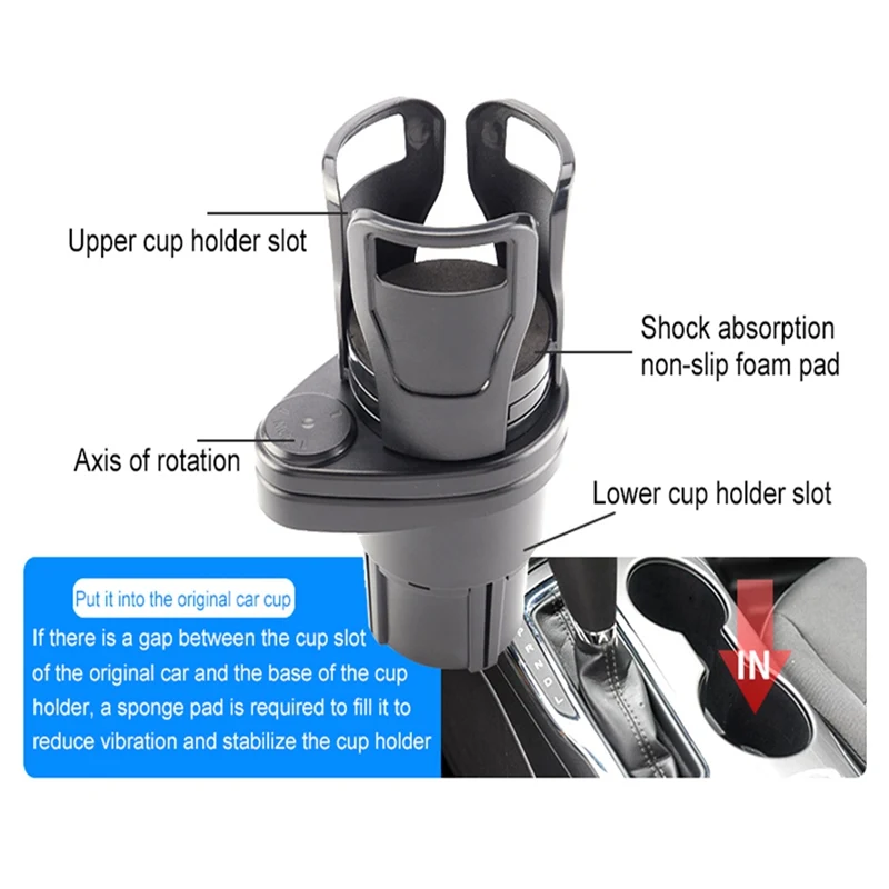 

Cup Holder Drinking Bottle Stand Universal Car Multifunctional Dual Adjustable Water Cup Bracket Support Organizer Interior