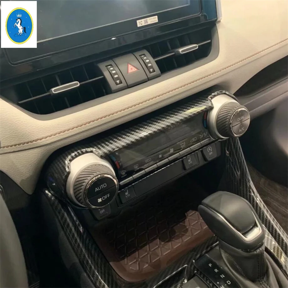 Yimaautotrim авто аксессуар центральный Кондиционер Переключатель переменного тока Накладка подходит для TOYOTA RAV4 RAV 4 углеродное волокно ABS