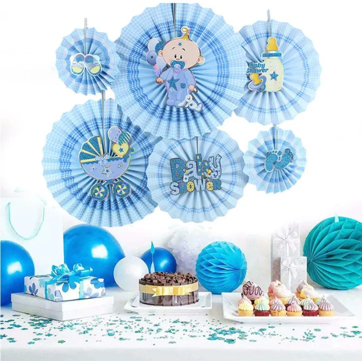 6 шт. бумажные веерные розетки для детских сосков|Флажки вымпелы и конфетти| |