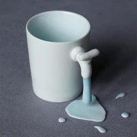 2022 new 250ml funny water tap ceramic cups handmade dripping milk coffee cup custom cups