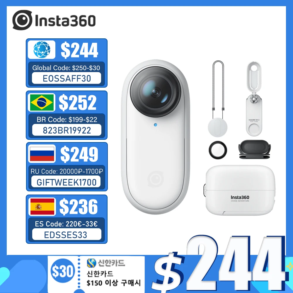 Экшн-камера Insta360 GO 2 Mini для IPhone и Android Go2 самая маленькая переносная мини-камера