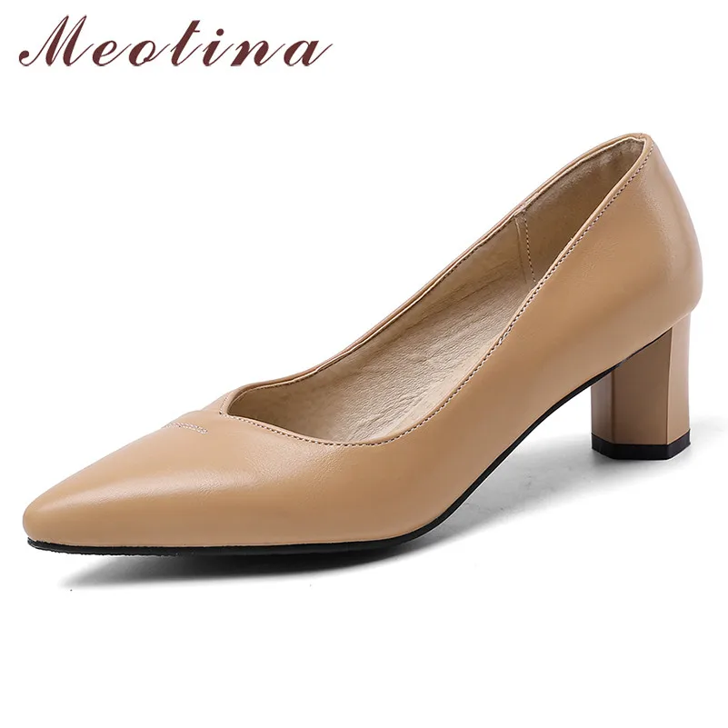 Женские офисные туфли Meotina лодочки на высоком каблуке с заостренным носком в