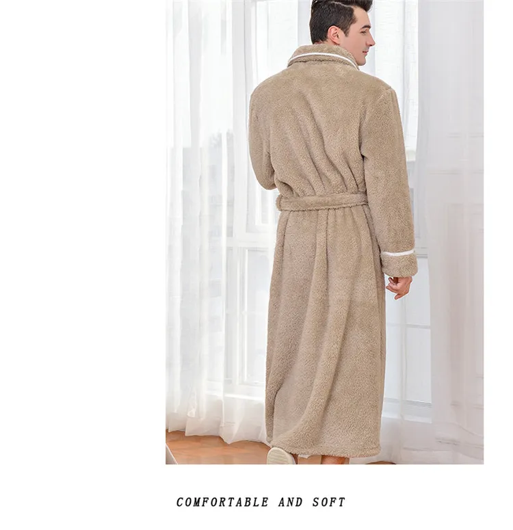 Winter Thick Warm Couples Kimono Robe Women Men Bath Gown Robe Dress Fluffy Plush Flannel Lovers Yukata Nightwear Sleepwear