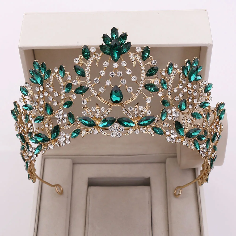 

Vintage Crystal Wedding Tiaras Big Queen Bridal Crowns Women Rhinestone Party Jewelry Baroque Pageant Diadem Hair Accessories