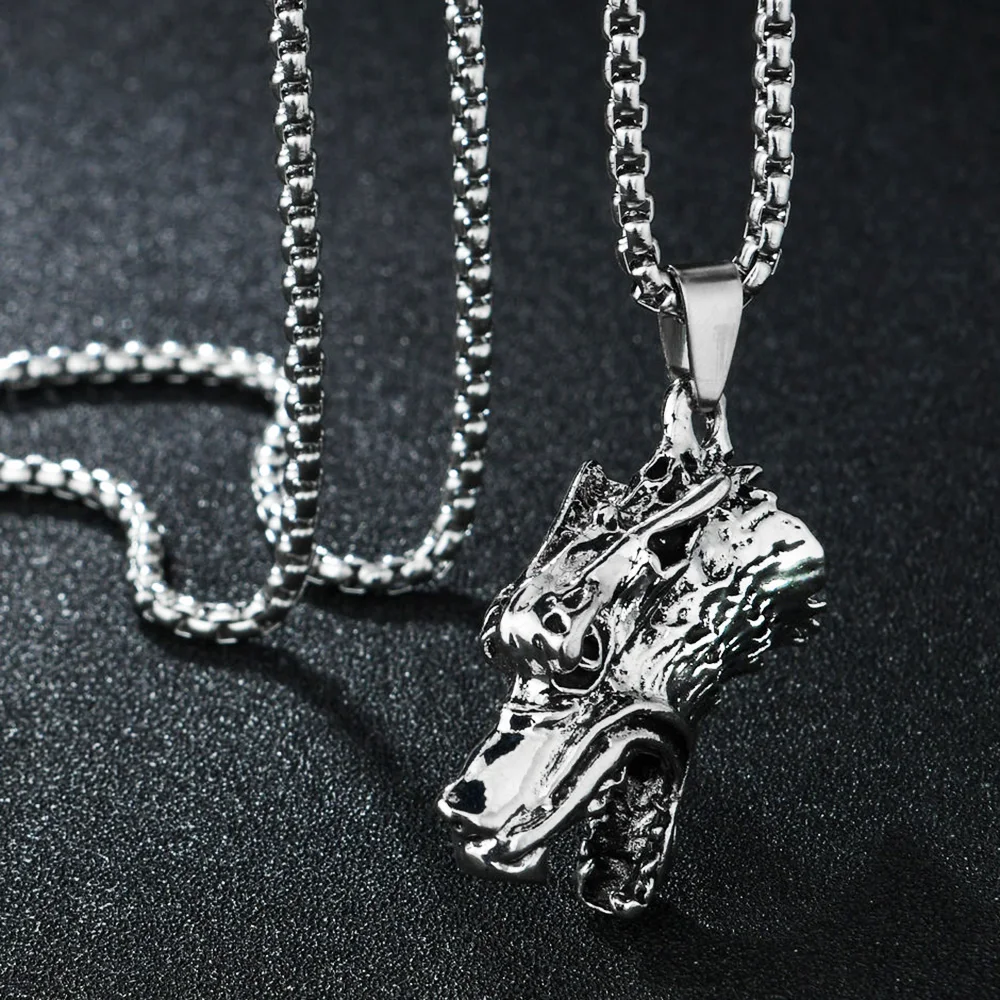 

Ожерелье с подвеской в виде головы дракона для мужчин и женщин, длинная цепь в стиле панк, хип-хоп, аксессуары, подарочное модное украшение