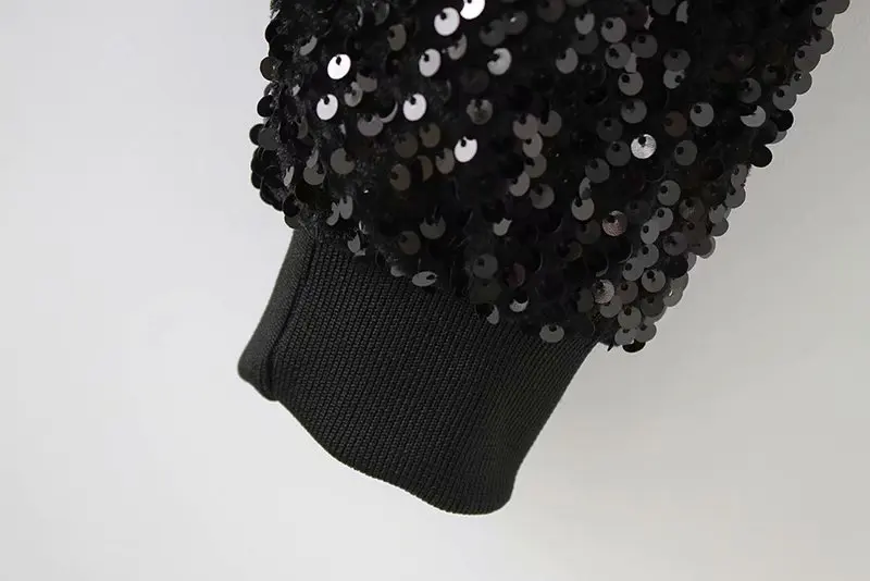 TMODA304 Za Осенняя Женская шикарная расшитая блестками куртка пальто с длинными