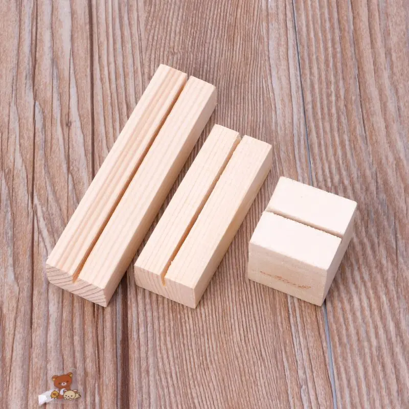 

1PC Bevel Natural Wood Memo Clips Photo Holder Clamps Stand Card Desktop Message Crafts