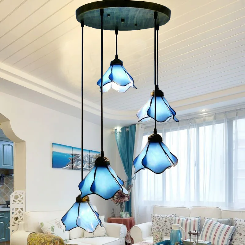 

American Retro Aisle Porch Ceiling Lamp Foyer Corridor Staircase Balcony Restaurant Idyllic Small Petal Chandelier Pendant Light