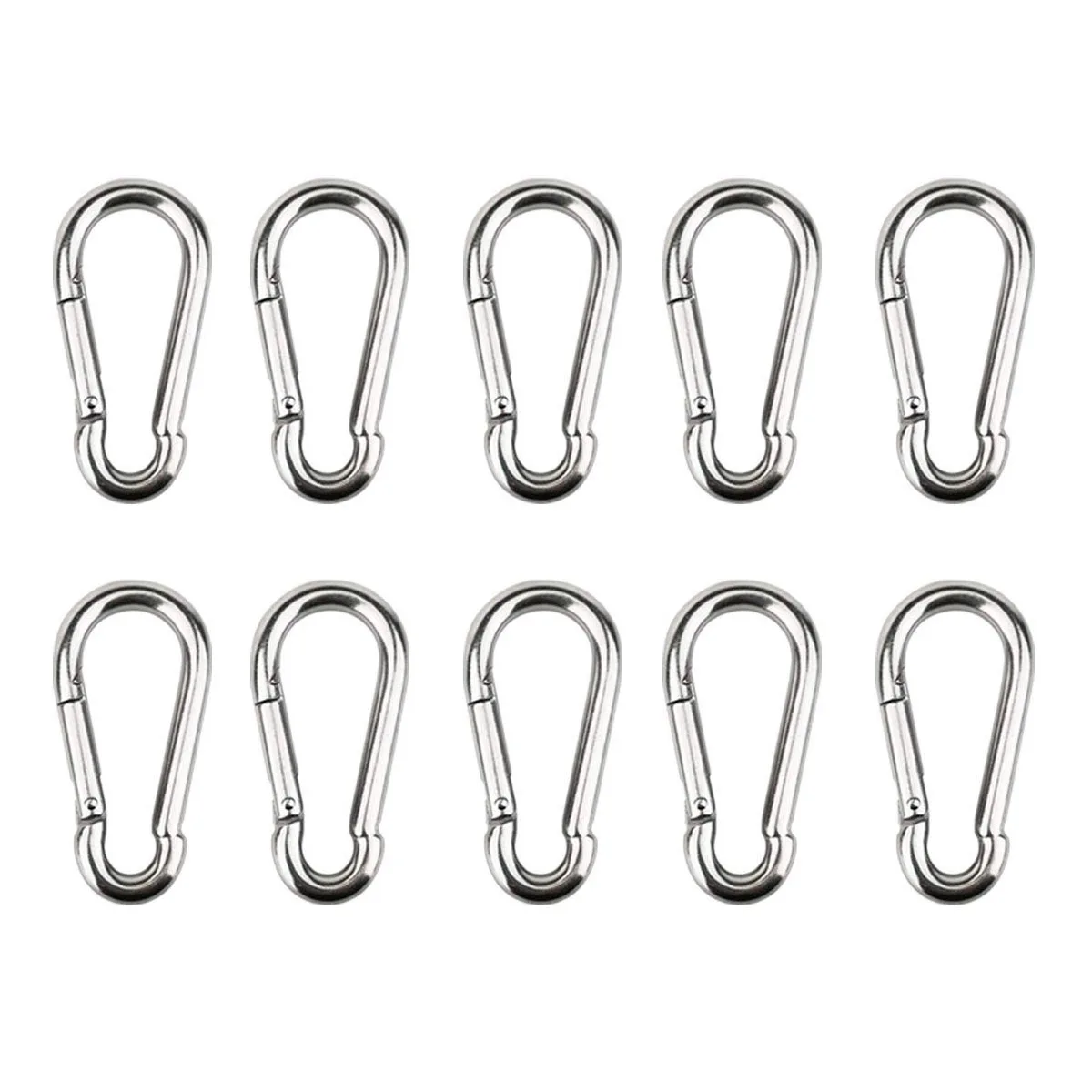 

10Pcs/lot Spring Snap Hook Stainless Steel Carabiner Steel Clips Keychain Heavy Duty Quick Link for Camping Hiking Travel