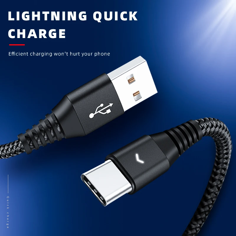 Кабель usb type-C для быстрой зарядки, кабель USB C для телефона, 0,3 м, 1,2 м, 1,8 м, шнур для быстрой зарядки и передачи данных для samsung power Bank, Мобильные кабели