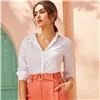 SHEIN белая однотонная однобортная Офисная Женская блузка рубашка женские топы осенние элегантные блузки с длинным рукавом и отложным воротником