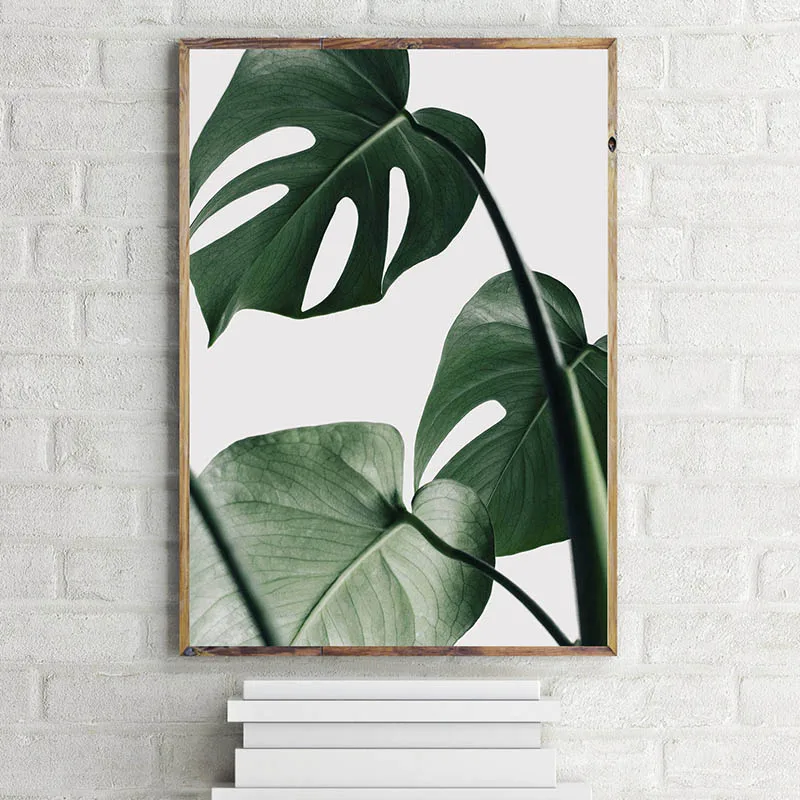 Minimalis Monstera настенная живопись зеленый лист холст постеры и принты картинки для