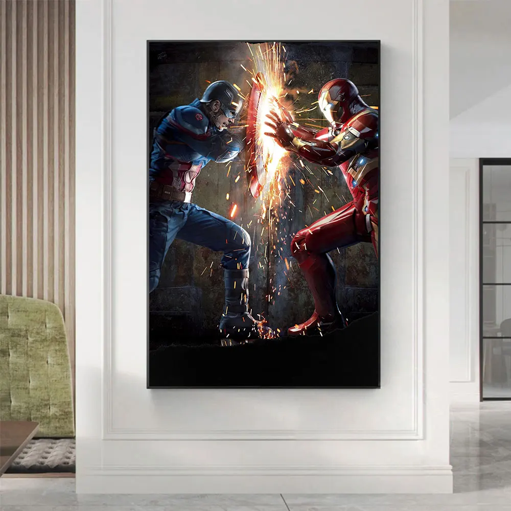 

Marvel Avengers Civil War Superhero Captain America Iron Man Posters on The Wall Art Pictures for Living Room Home Decorate Gift