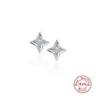 GS 925 Серебро четыре в виде пятиконечных звезд, серьги со шпилькой, для женщин, кубический цирконий бриллиант крошечная звезда из нержавеющей стали, серьги-гвоздики ювелирное изделие
