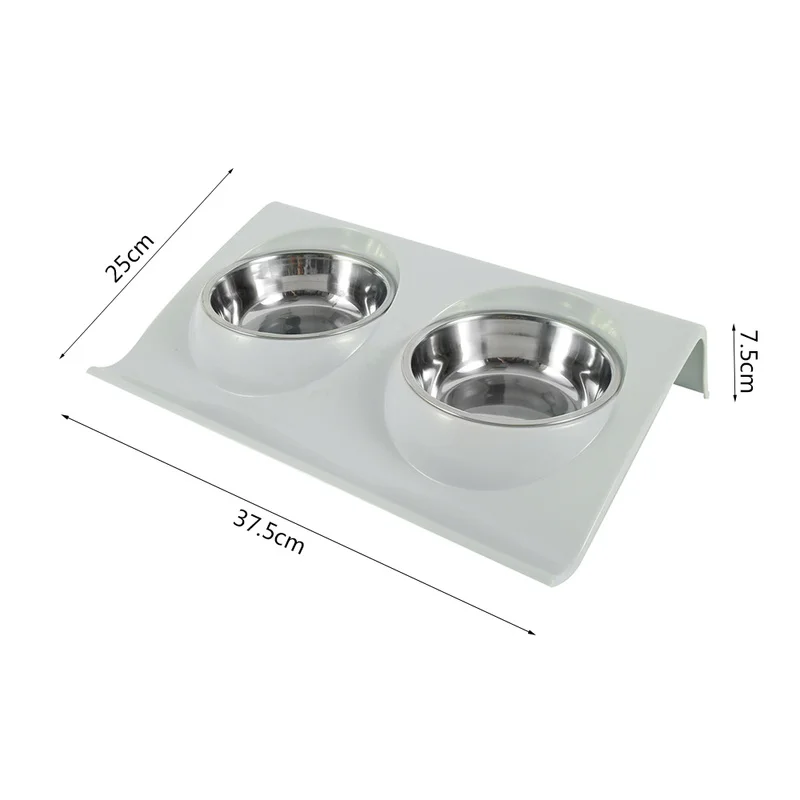 

Blue Cat Double Bowls Food Water Feeder Stainless Steel Food Bowl for Dog Puppy Cats Feeding Dishes Pets Supplies