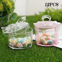 12pcs transparent bowknot mini candy box wedding party gifts jewelry storage container