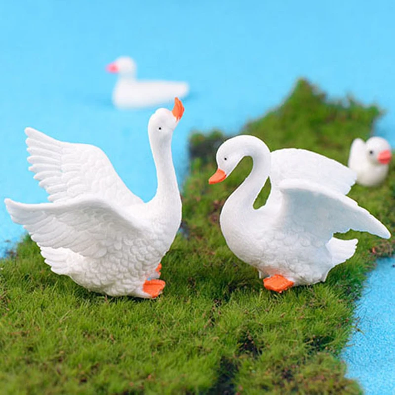 

Mini Animal Figures Micro Figurines DIY Toys Miniature Garden Figurine Birds Crane Black Swan Toys for Children Kids